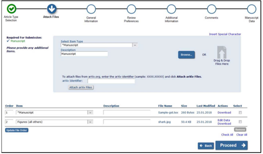 Landing page for LaTeX file submission on EM